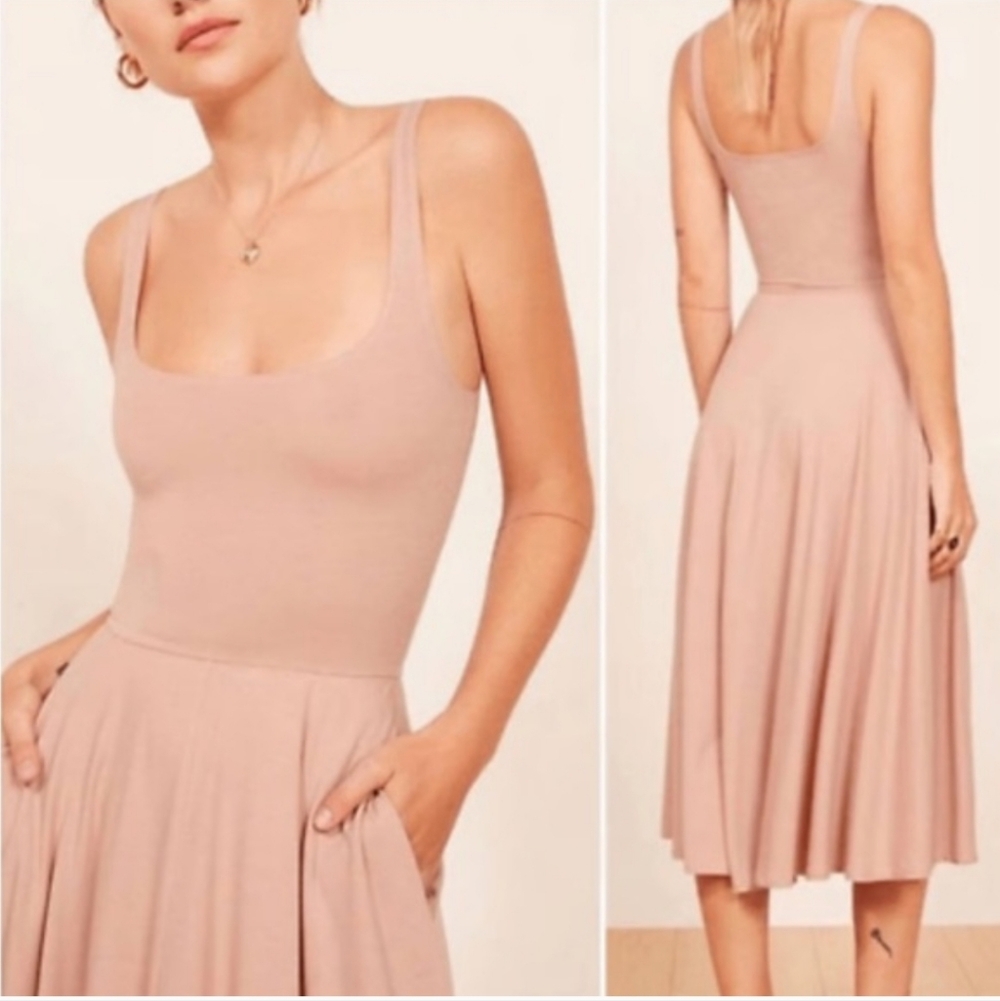 Reformation Jeans Women's Rou Ballerina Style Midi Dress Blush